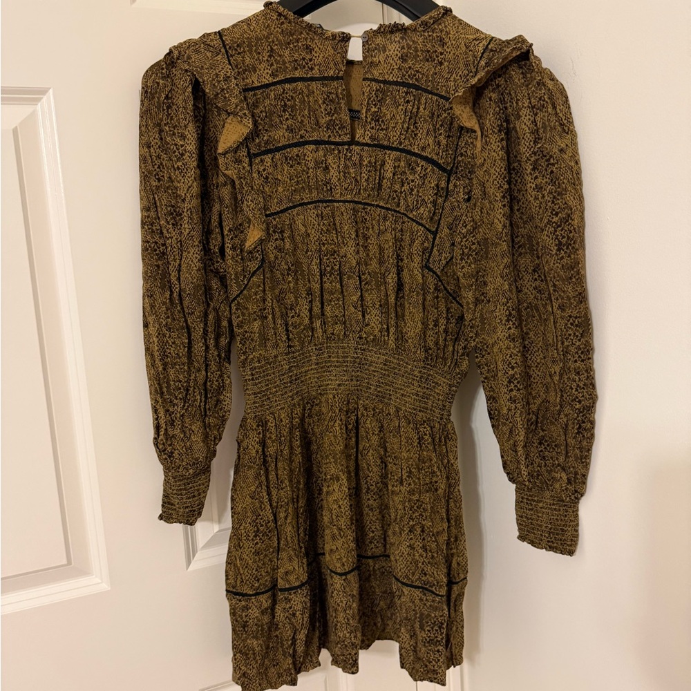 Rails Faren long-sleeve mini dress in the Sepia Python print M - Picture 3 of 4
